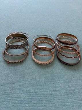Rose Gold Tone Stackable Bangle Bracelet Set - Women Jewelry